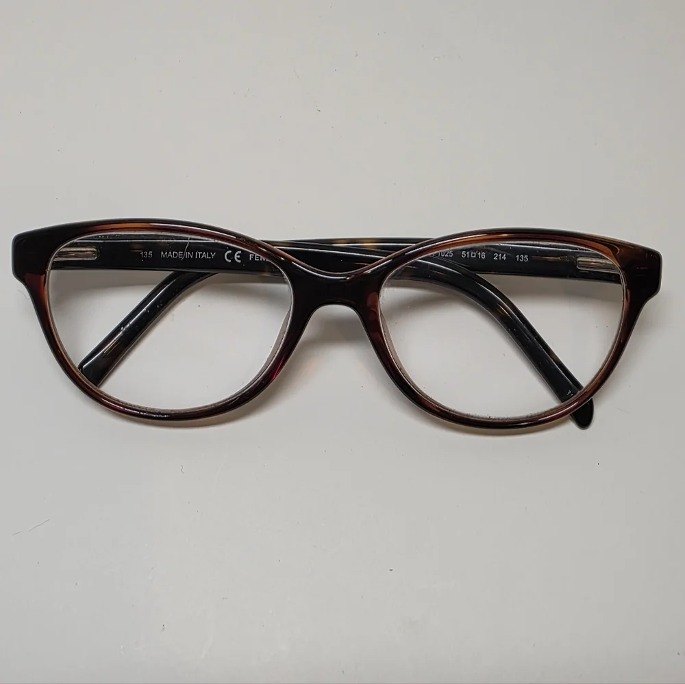 Authentic Fendi F1025 214 Tortoiseshell Cat-Eye Eyeglass Frames Signature Plaid